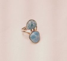 Sterling Silver Double Larimar Ring Size 8