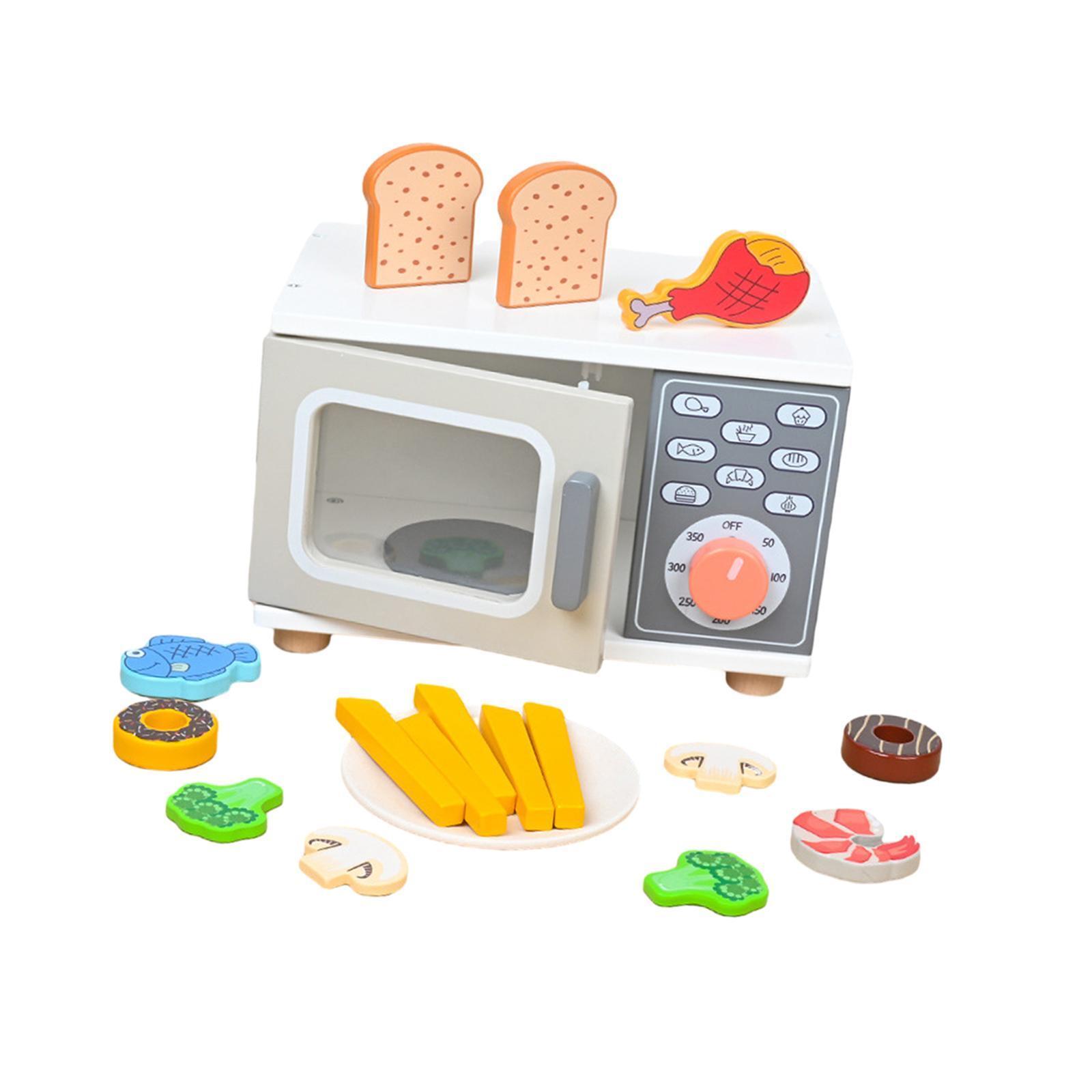 Kids Microwave Toys Play, Kids Valentines Day Gifts, Wooden Microwave