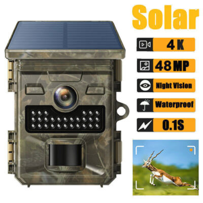 Campark 4K Solar Powered 48MP Trail Camera Wildlife Loop Recording 2500mAh IP66