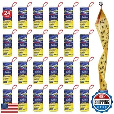 24 Pack Fly Strips Ribbon Sticky Indoor Outdoor Hanging, Fruit Fly Traps Outd