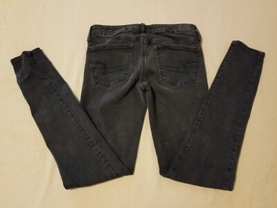Womens American Eagle Outfitters Skinny Jeans 4 Black Gray Denim Jegging Pants