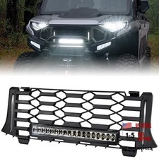 Front Mesh Grill with LED Spotlight Left Right DRL for Polaris Ranger XD 1500