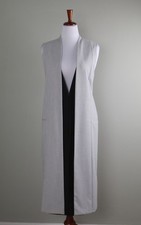 BCBG MAX AZRIA NWT $228 Longline Vest Jacket Top in Heather Grey Size Large
