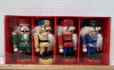 Vintage Wooden Traditional Nutcracker Christmas Decor 4'' Tall Set of 4, New