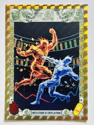INFLATION Vs DEFLATION #48 Bitcoin Trading Cards S4 Simulation ORANGE HOLO /210