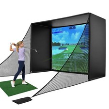 10 X 8 Ft Golf Simulator Enclosure With 4K Ready Impact Screen and Blackout Cage