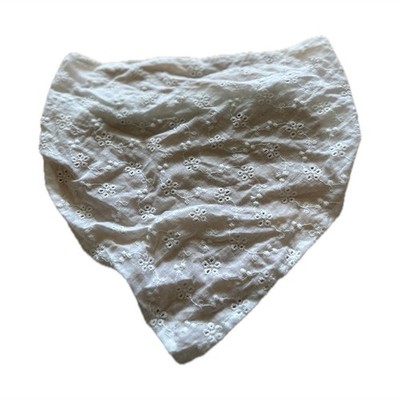 White Eyelet Cotton Triangle Bandana Headband, Stretch Floral Boho Women