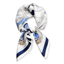 Head Scarf for Women Hair 27'' Square Satin Silk Feeling E29 . Set Sail