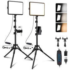 Professional 2-Pack LED Video Light Kit for Vloggers & Photographers — Adjust...