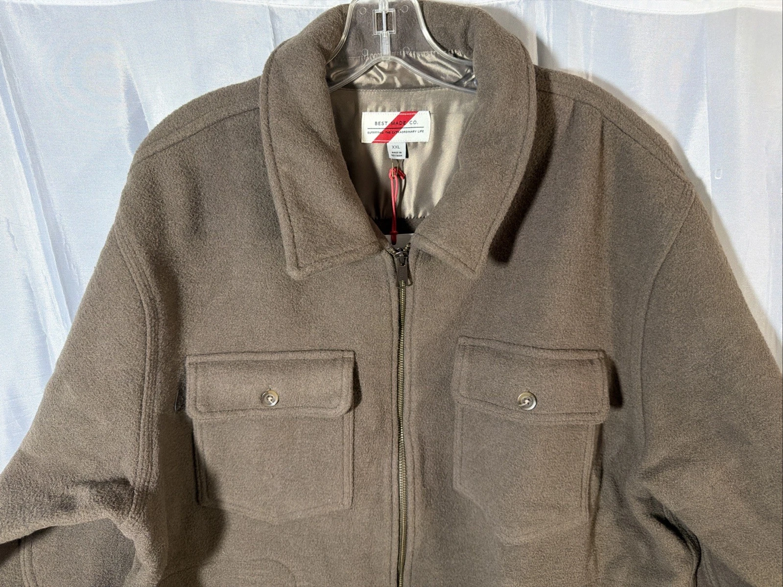 RARE Best Made Co. Borwn Wool Flannel Overshirt Men's 2XL/XXL Zip Shacket B2181 - product detail image 2