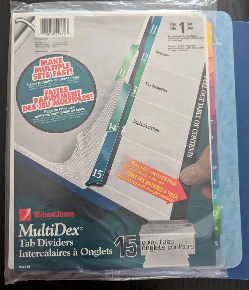 School Supplies Set 3 Oxford Report Cover 2 Prongs Light Dark Blue, Tab Divider - Image 4 of 4
