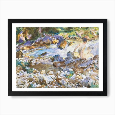 Mountain Stream, John Singer Sargen gerahmtes Wandbild Poster Leinwanddruck Bild