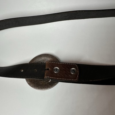 Western Belt Rhinestone Brass Medallion Leather Size L/XL 35\