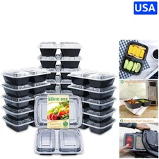 Elegant 20 Pack BPA Free Meal Prep Containers with 2 Compartments - 32 oz