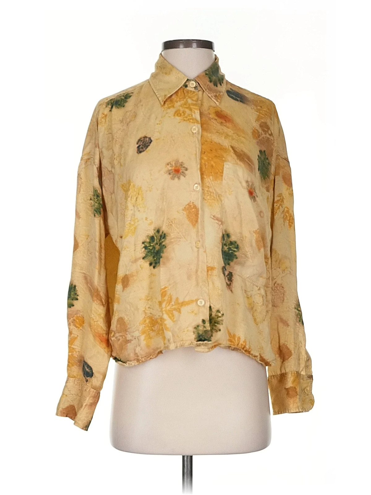 Zara Women Gold Long Sleeve Blouse XS