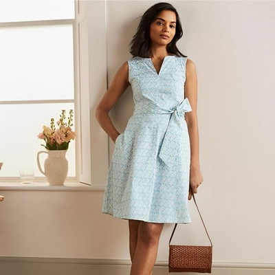 #ad #ad Boden Mischa Women#x27;s Sleeveless Pocket Stretch Dress Belted V Neck Aqua Size 4R $30.00