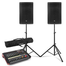 PD412P Live Band PA System - 12" Speakers, 8-Channel Mixer & Stands