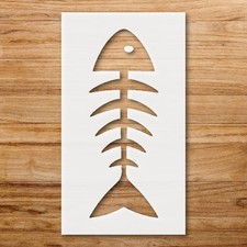 Fish Skeleton Design Wall Art Reusable Plastic Stencil - StencilAir