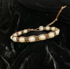Pearl Leather Shamballa Bracelet