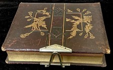 Antique Embossed Ornate Victorian Leather Photo Album Empty Holds Cab Cards Cdvs