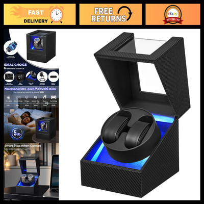 Double Watch Winder with 4 Modes for Automatic Watches, LED Light, Luxury Storag