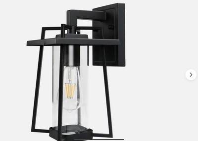 MONKFISH 1 Light Outdoor Wall Light, Matt Black Finish with Clear Glass Lamp ...