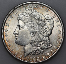 USA, UNITED STATES, AMERICAN SILVER MORGAN DOLLAR $1, 1890, UNC LUSTER WITH TONE