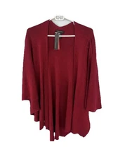 New $95 Parkhurst  Womens Knit Wrap One Size Burgundy Cotton Poncho Cape Shawl
