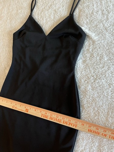 Windsor Black Lined Spaghetti Strap Bodycon Mini Dress Women Small Glitter Bands - Picture 14 of 16