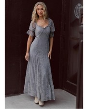 NEW with tags Joyfolie Julietta Lace Maxi Dress In Smoke Blue Size Small