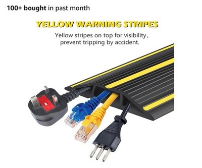 Papillon Cable Protector 3-Channel Heavy Duty Cord Cover - Floor Wire Concealer 