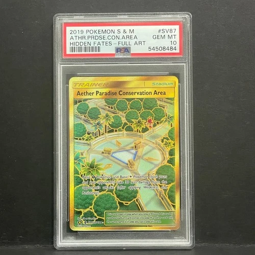 Pokemon 2019 Aether Paradise Conservation Area SV87 Full Art Hidden Fates PSA 10