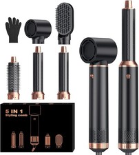 5-in-1 Blow Dryer Brush Hot Air Styler Ionic Dryer Curling Iron, Black/Rose Gold