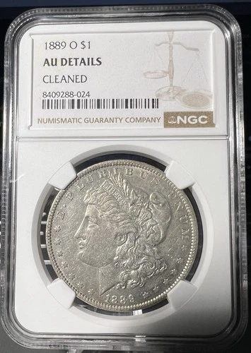 1889-O Morgan  Dollar  NGC  AU Details Cleaned .