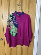 Besarani Collection Dark Pink Floral Swing Poncho Cloak Cape Jacket One Size