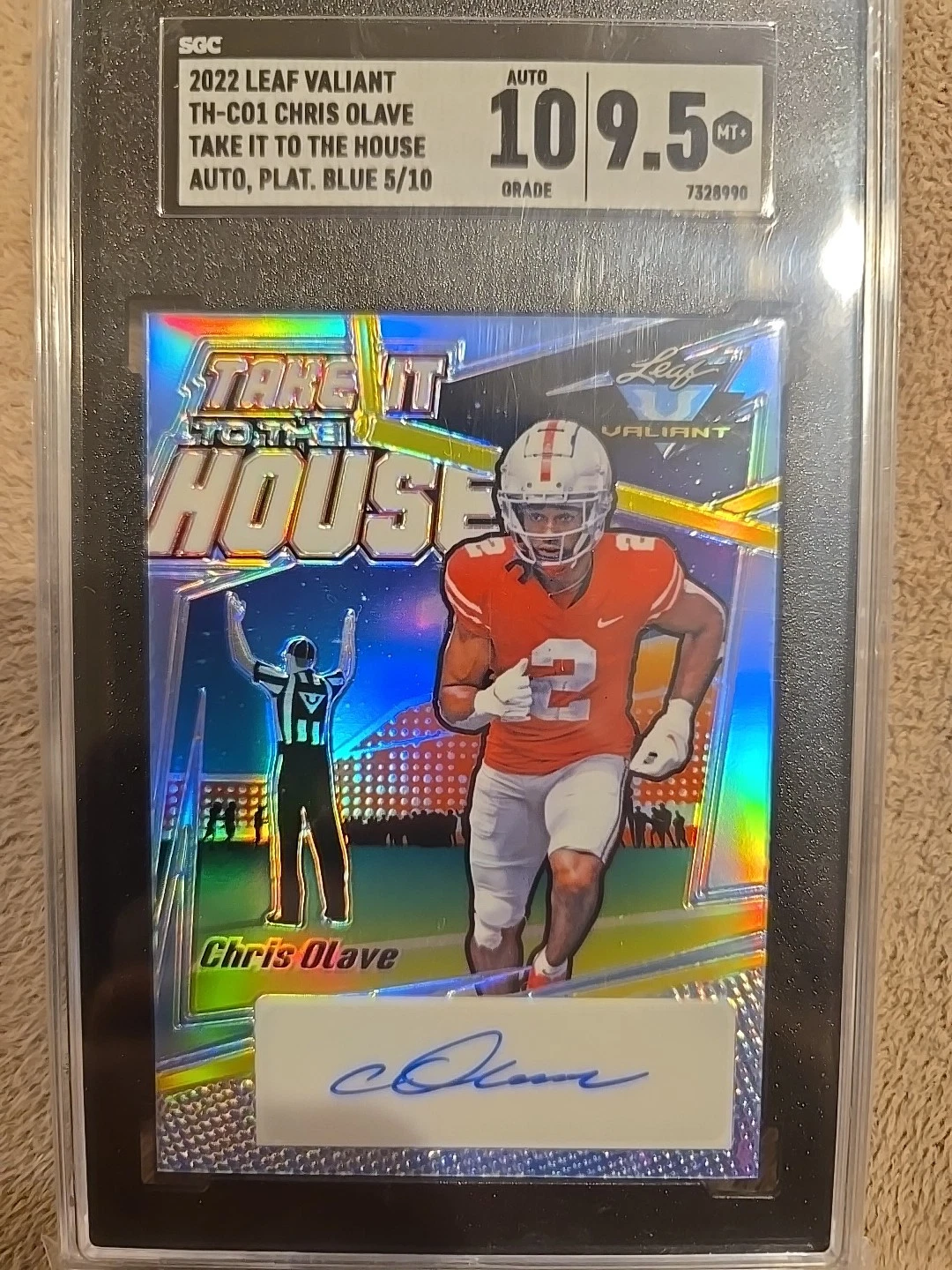 Chris Olave Leaf Valiant Take It to the House Autographs #THCO1 Navy Blue