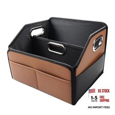 Car Organizer - 2025 Upgraded Leather Car Storage Organizer - Brown and Black