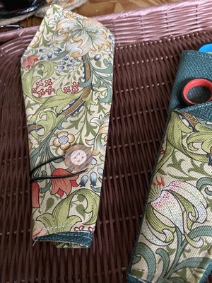 Handmade Hanging scissor holder /tidy & needle case William morris golden lily