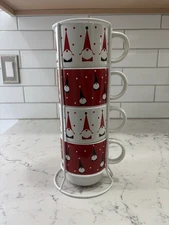 Jingles & Joy Holiday/Christmas  Stackable Gnome Coffee/Tea Mugs w/Tower 