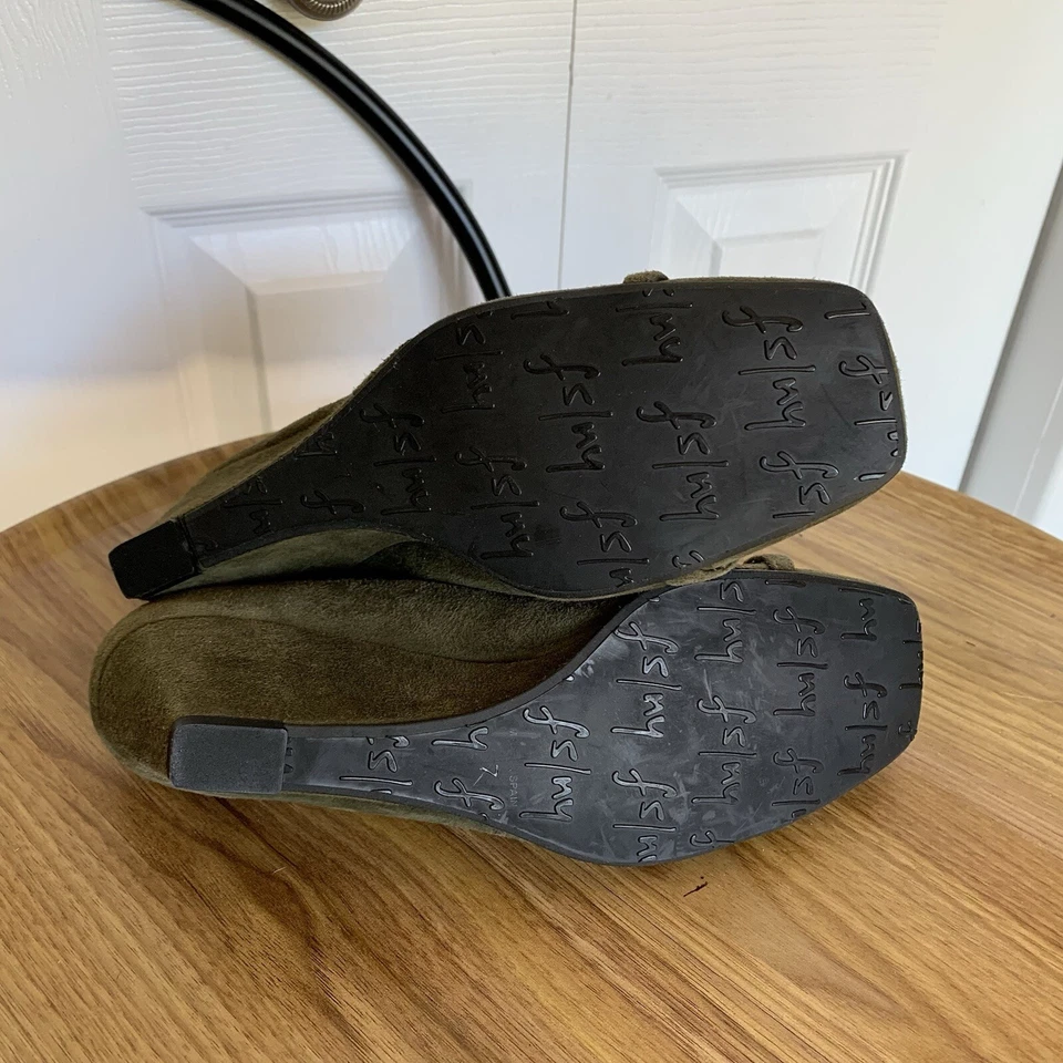 Zapatos con cuñas de cuero gamuza verde zeppa suela francesa talla 7 fs/ny Foto 4 de 4