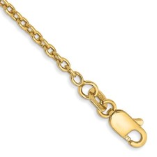 9" 14K Yellow Gold 1.8mm Solid Polished Cable Chain Anklet