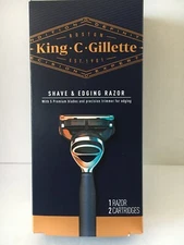 King C Gillette 5 Blade Shaving & Edging Razor Navy Handle + 2 Blade Refills