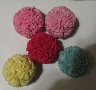 Rose Bud flower Balls soap 5 pcs set  By Joanndles