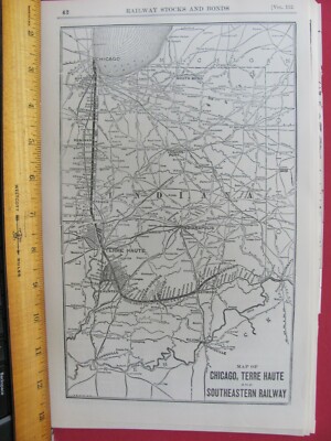 CHICAGO TERRE HAUTE & SOUTHEASTERN RAILROAD ORIGINAL 1921 SYSTEMKARTE RR ROUTE