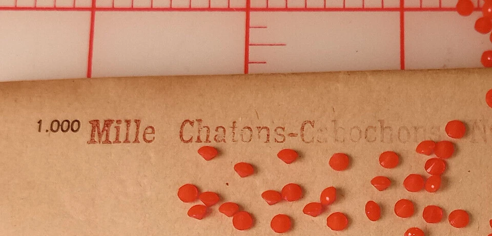 1.000 cabujones vintage de vidrio francés con punta pequeña rojo coral SS10 3 mm Francia Foto 4 de 4