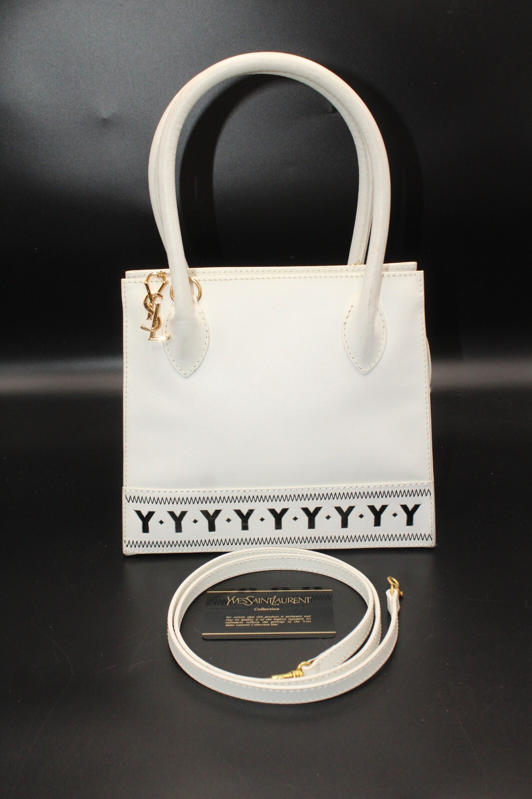 con Borsa a mano COA Vintage Yves Saint Laurent Vintage YSL Y Logo 2 vie circa 80