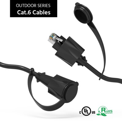 Cat.6 SFTP Industrial Outdoor sheilded Patch Cable w/Dust Cap Black