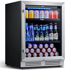 Yeego 24" Beverage Cooler Hold 140 Cans Capacity Black Refrigerators For Home
