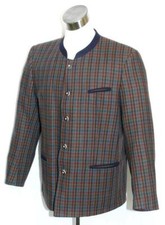 GREEN BLUE Plaid WOOL Men German LONG SLEEVES Hunting SPORT Coat JACKET 54 46" L