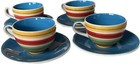 Whittard of Chelsea 4 Striped Espresso Cups & Saucers Dishwasher Microwave Safe
